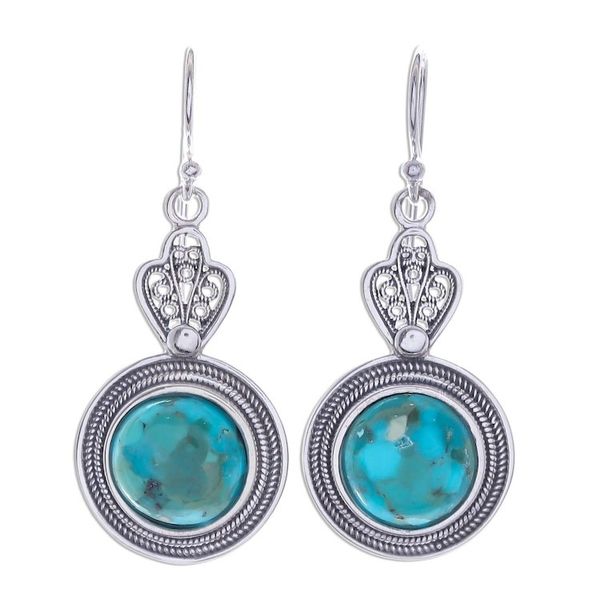 Alternate image for Handcrafted Thai Sterling Silver and Chrysocolla Earrings Mesmerizing Color
