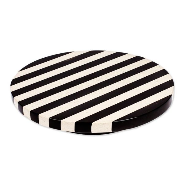Alternate image for Striped Modern Black and White Marble Rotating Centerpiece Cosmopolitan Banquet