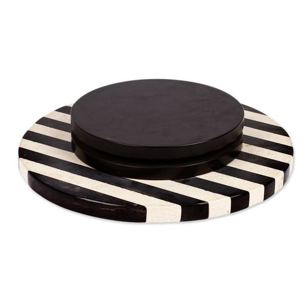 Alternate image for Striped Modern Black and White Marble Rotating Centerpiece Cosmopolitan Banquet