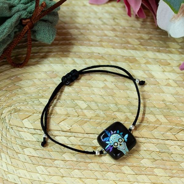 Alternate image for Decoupage on Glass Bracelet with Catrina-Themed Pendant Butterfly Catrina