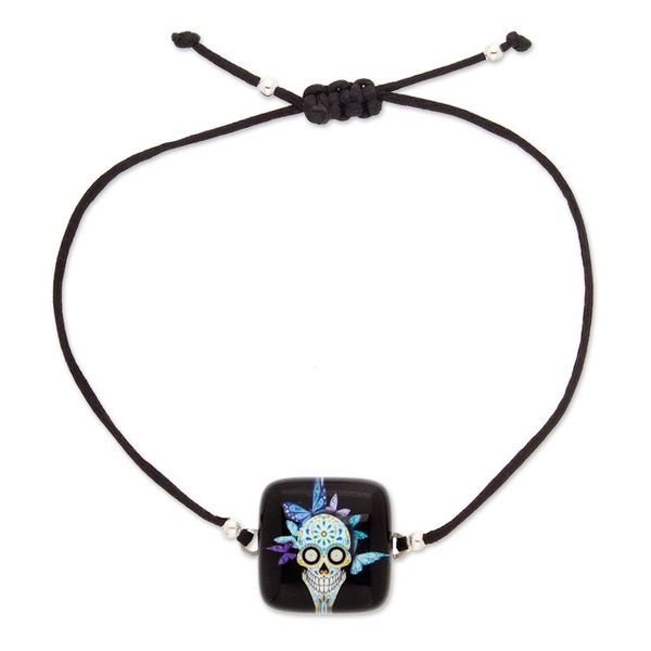 Alternate image for Decoupage on Glass Bracelet with Catrina-Themed Pendant Butterfly Catrina