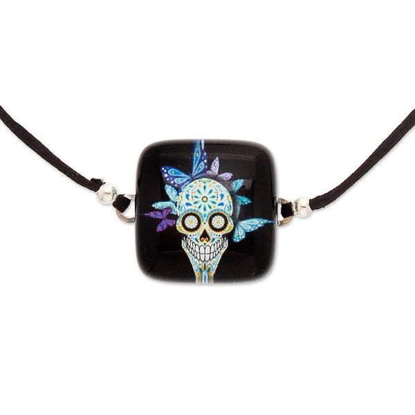 Alternate image for Decoupage on Glass Bracelet with Catrina-Themed Pendant Butterfly Catrina