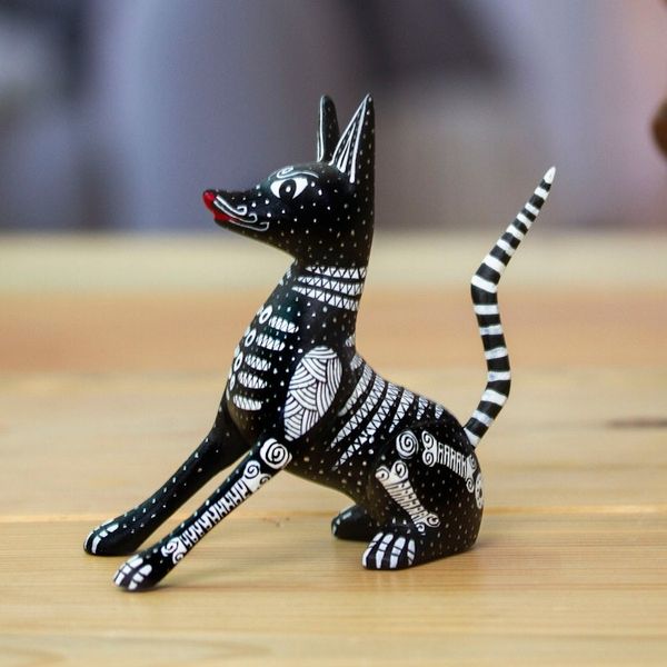 Alternate image for Fair Trade Day of the Dead Wood Alebrije Xolo Dog Figurine Xolo Dog