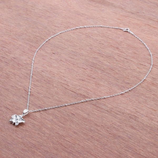 Alternate image for 925 Silver Floral Pendant Necklace Handcrafted in Thailand Orchid Blossom