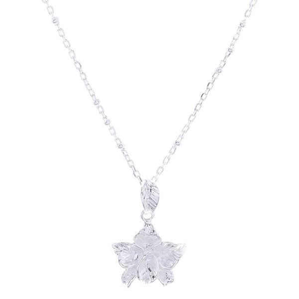 Alternate image for 925 Silver Floral Pendant Necklace Handcrafted in Thailand Orchid Blossom