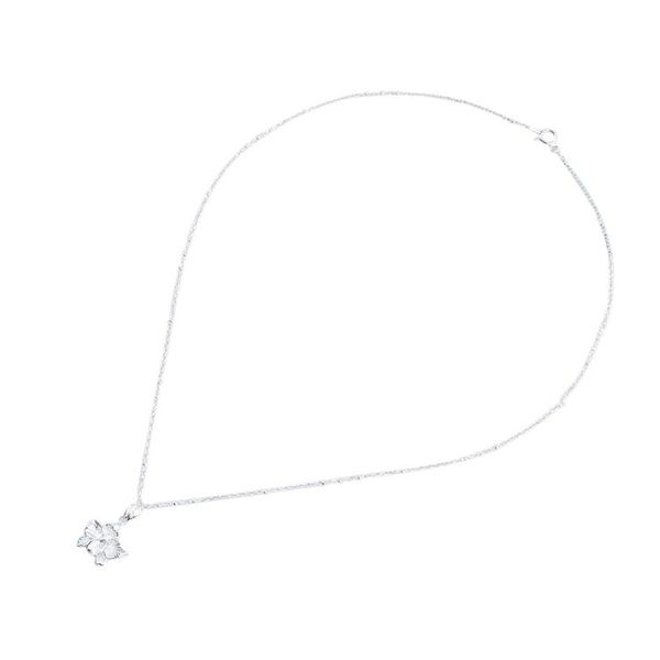 Alternate image for 925 Silver Floral Pendant Necklace Handcrafted in Thailand Orchid Blossom