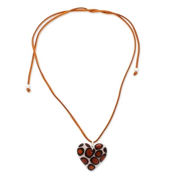 Alternate image for Animal Print Heart-Themed Fused Art Glass Pendant Necklace My Bold Love