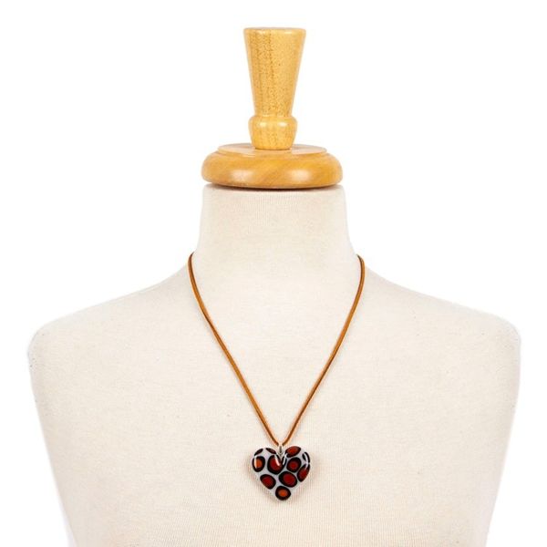 Alternate image for Animal Print Heart-Themed Fused Art Glass Pendant Necklace My Bold Love