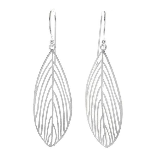 Alternate image for Handmade Leaf Earrings in Sterling Silver from Bali Leaf Silhouette