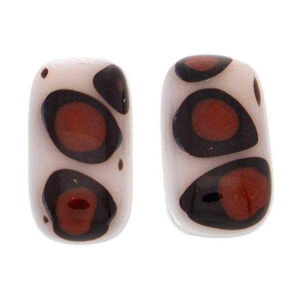 Alternate image for Animal Print-Themed Rectangular Art Glass Button Earrings Animal Print Geometry