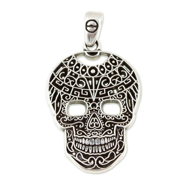 Alternate image for Mens Taxco Silver Aztec Goddess Tlaltecuhtli Skull Pendant Tlaltecuhtli Skull