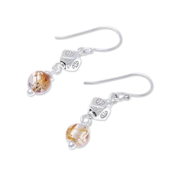 Alternate image for Rutilated Quartz and Karen Silver Dangle Earrings Karen Rapture