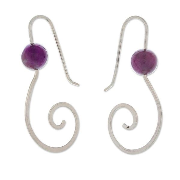 Alternate image for Fantasy-Inspired High-Polished Amethyst Drop Earrings Fairy of Wisdom
