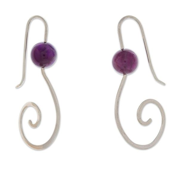 Alternate image for Fantasy-Inspired High-Polished Amethyst Drop Earrings Fairy of Wisdom