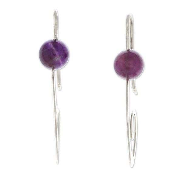 Alternate image for Fantasy-Inspired High-Polished Amethyst Drop Earrings Fairy of Wisdom