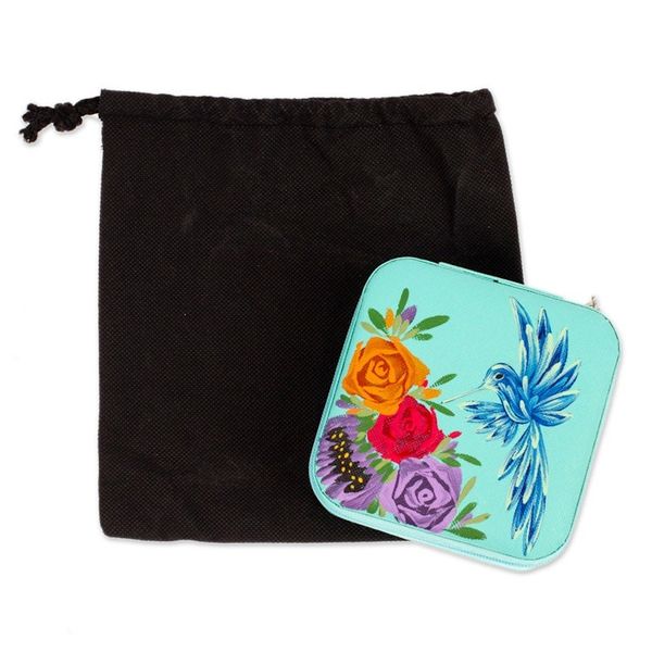 Alternate image for Floral Hand-Painted Mint Green Faux Leather Jewelry Box Mint Paradise