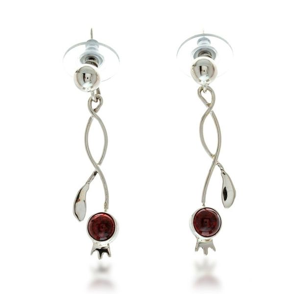 Alternate image for Modern Taxco Silver Dangle Earrings with Garnet Gemstones Regal Vibrancy