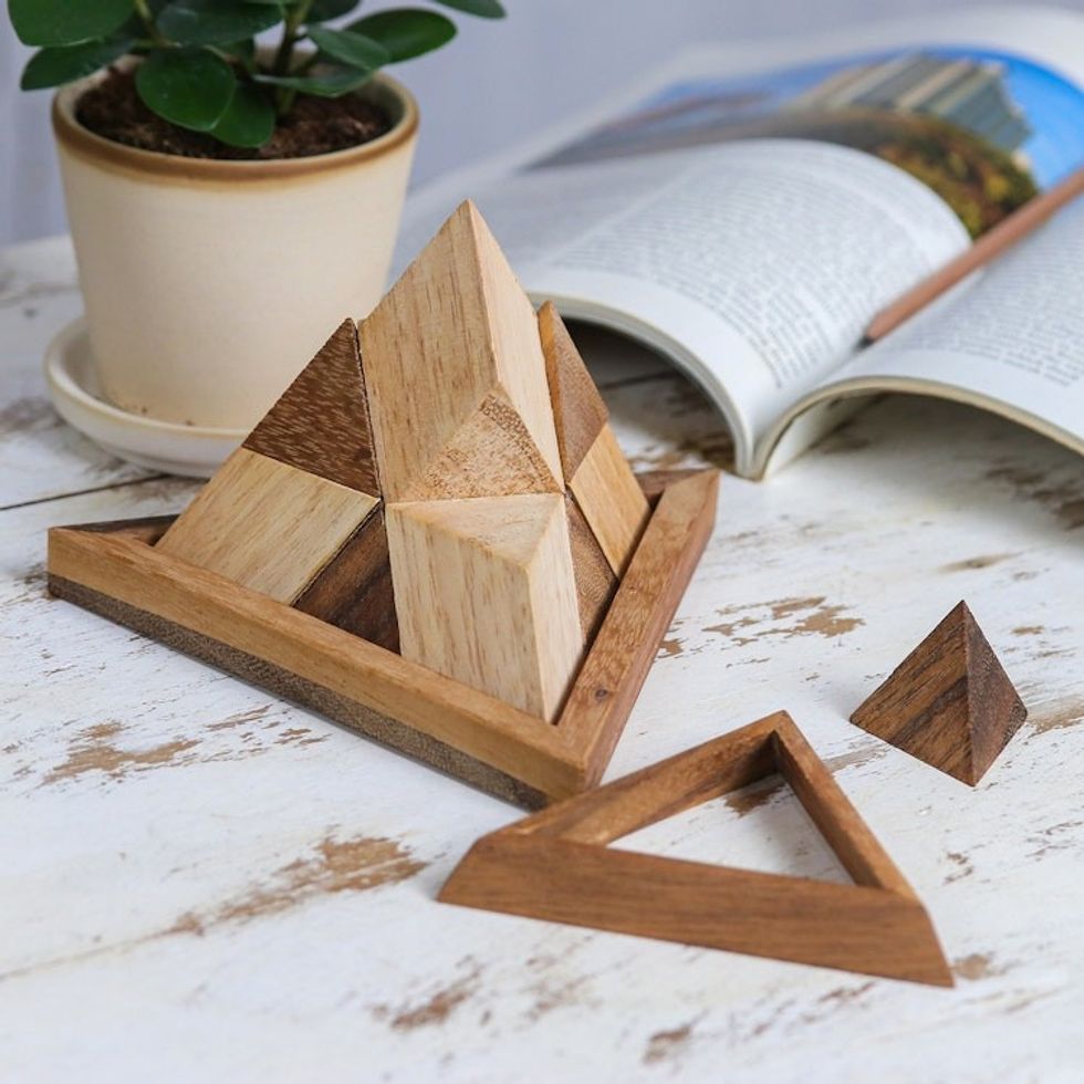 Raintree Wood Pyramid Puzzle from Thailand 'Intricate Pyramid'