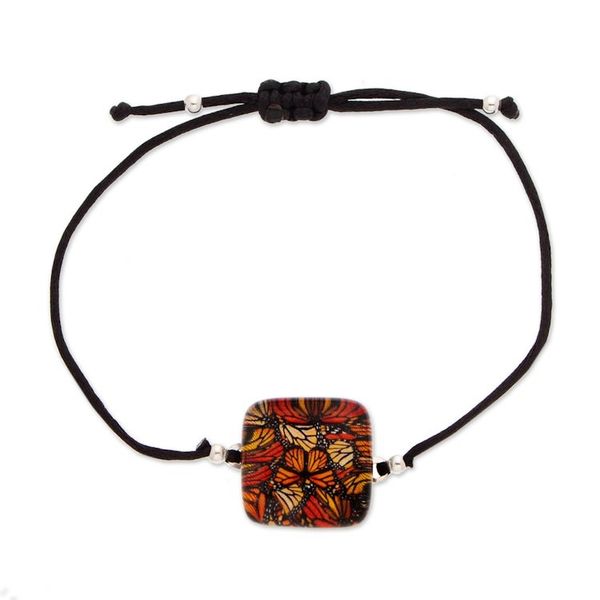 Alternate image for Decoupage on Glass Bracelet with Monarch Butterfly Pendant Magical Monarch