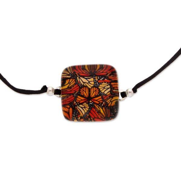 Alternate image for Decoupage on Glass Bracelet with Monarch Butterfly Pendant Magical Monarch
