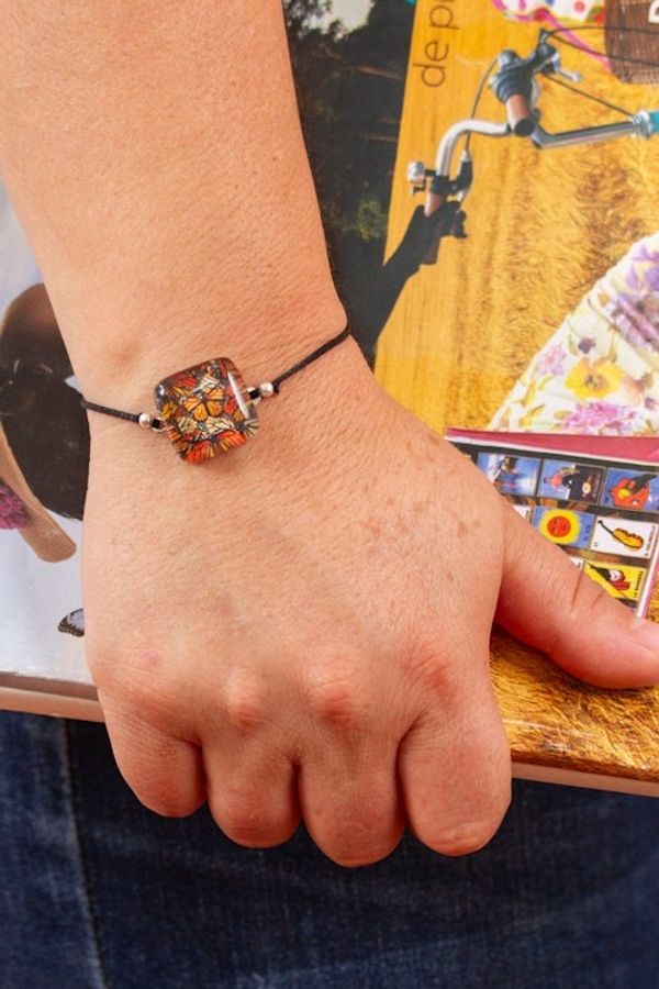 Alternate image for Decoupage on Glass Bracelet with Monarch Butterfly Pendant Magical Monarch