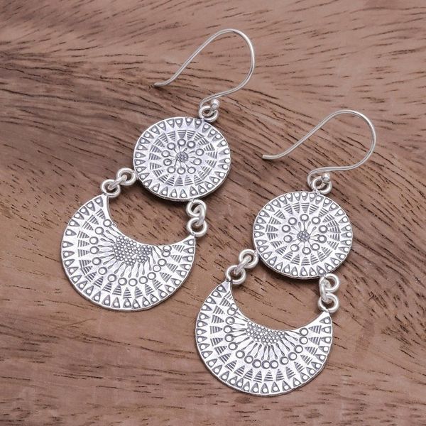 Alternate image for Karen Silver Crescent Dangle Earrings from Thailand Crescent Love
