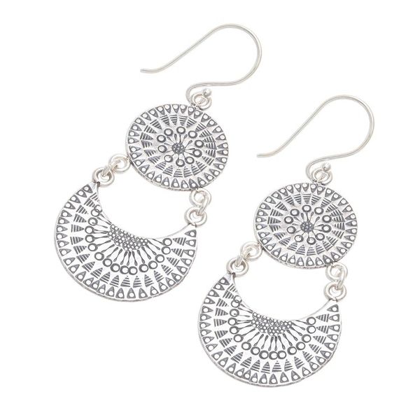 Alternate image for Karen Silver Crescent Dangle Earrings from Thailand Crescent Love