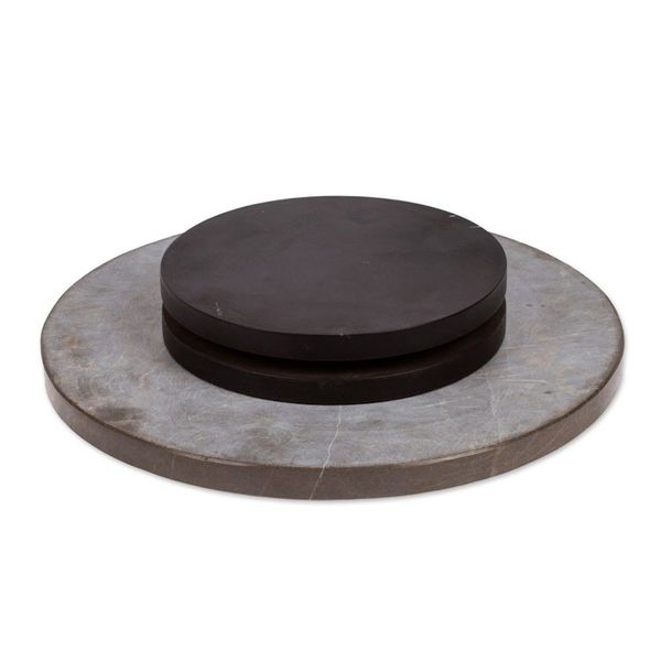 Alternate image for Hand-Carved Minimalist Dark Grey Marble Rotating Centerpiece Metropolitan Banquet