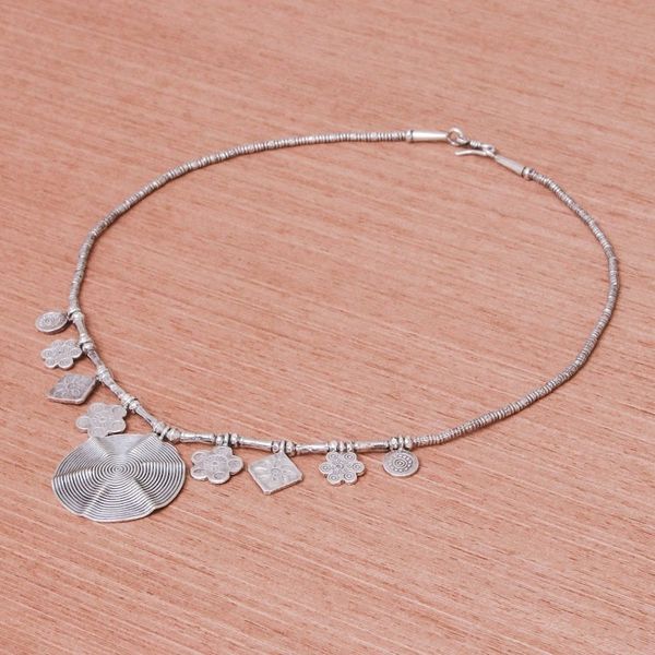 Alternate image for Spiral Medallion 950 Silver Pendant Necklace Hypnotic Karen