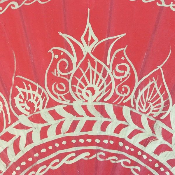 Alternate image for Saa Paper Parasol in Red with Gold Accents from Thailand Motifs on Red