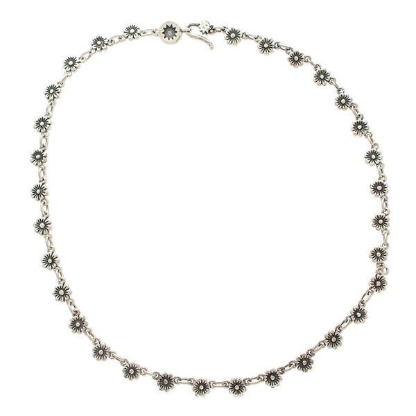 Alternate image for Polished and Oxidized Sterling Silver Spring Link Necklace Wild Petals