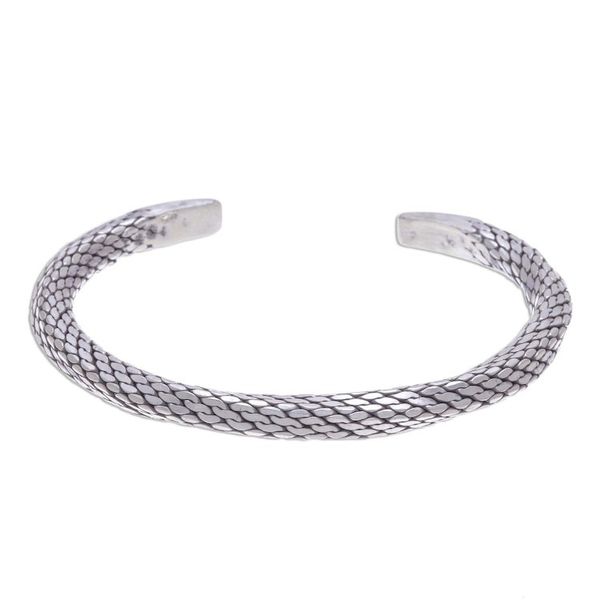 Alternate image for Braided Unisex Sterling Silver Cuff Bracelet from Thailand Wise Serpent