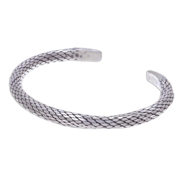 Alternate image for Braided Unisex Sterling Silver Cuff Bracelet from Thailand Wise Serpent