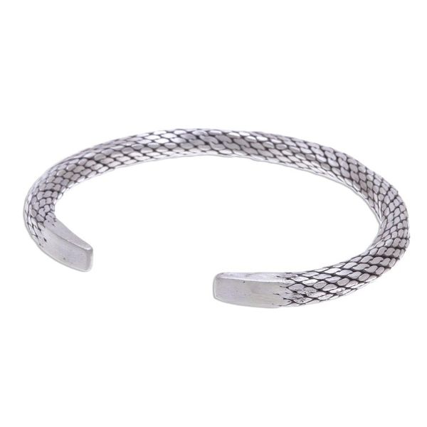 Alternate image for Braided Unisex Sterling Silver Cuff Bracelet from Thailand Wise Serpent