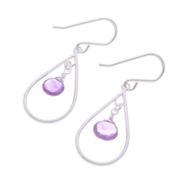 Alternate image for Drop-Shaped Faceted Amethyst Dangle Earrings from Thailand Violet Drops