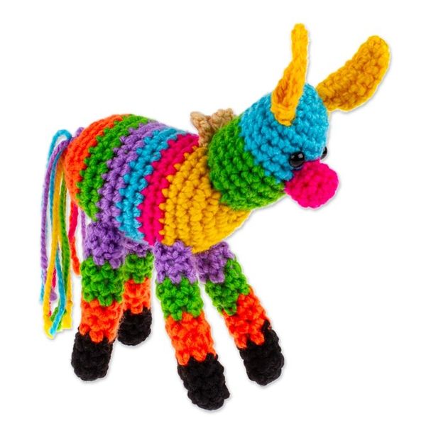 Alternate image for Colorful Donkey Piata-Themed Crocheted Holiday Ornament Donkey Piata
