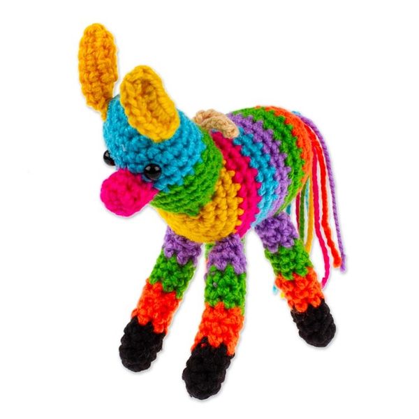 Alternate image for Colorful Donkey Piata-Themed Crocheted Holiday Ornament Donkey Piata