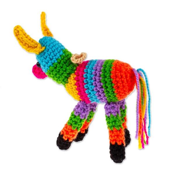 Alternate image for Colorful Donkey Piata-Themed Crocheted Holiday Ornament Donkey Piata