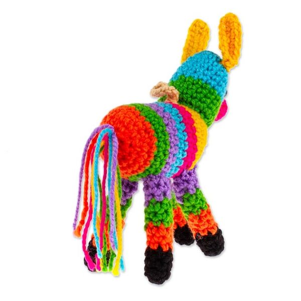 Alternate image for Colorful Donkey Piata-Themed Crocheted Holiday Ornament Donkey Piata