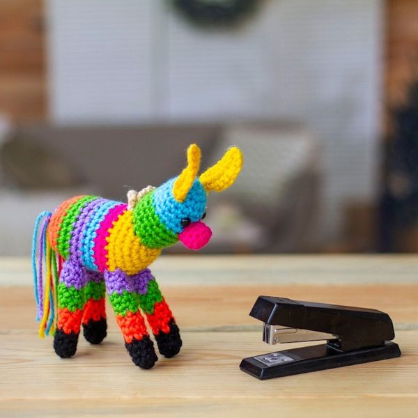 Alternate image for Colorful Donkey Piata-Themed Crocheted Holiday Ornament Donkey Piata