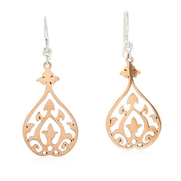 Alternate image for Openwork Copper Dangle Earrings with Taxco Silver Hooks Openwork Majesty