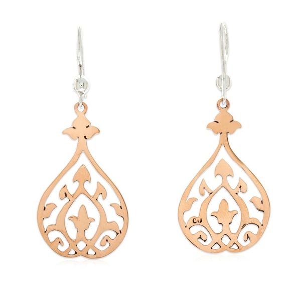 Alternate image for Openwork Copper Dangle Earrings with Taxco Silver Hooks Openwork Majesty