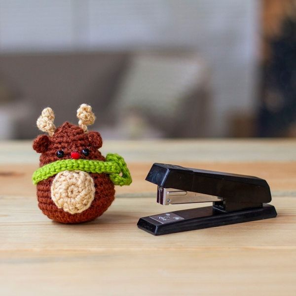 Alternate image for Crocheted Holiday Decorative Accent with Reindeer Theme Cute Deer
