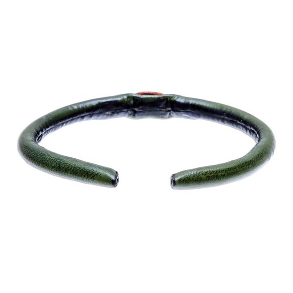 Alternate image for Green and Orange Leather Cuff Bracelet from Thailand Green-Orange Eye