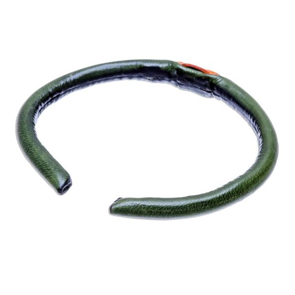 Alternate image for Green and Orange Leather Cuff Bracelet from Thailand Green-Orange Eye
