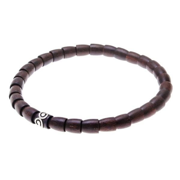 Alternate image for Dark Wood and Sterling Silver Beaded Stretch Necklace Dark Spiral Bangle