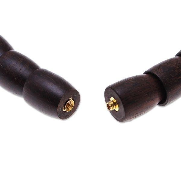 Alternate image for Dark Wood and Sterling Silver Beaded Stretch Necklace Dark Spiral Bangle
