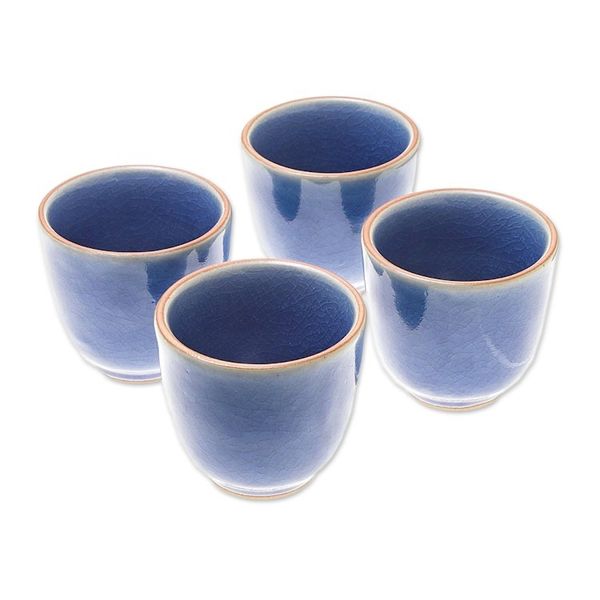 Alternate image for Elephant-Themed Blue Ceramic Tea Set for 4 6 Pieces Elephant Gathering