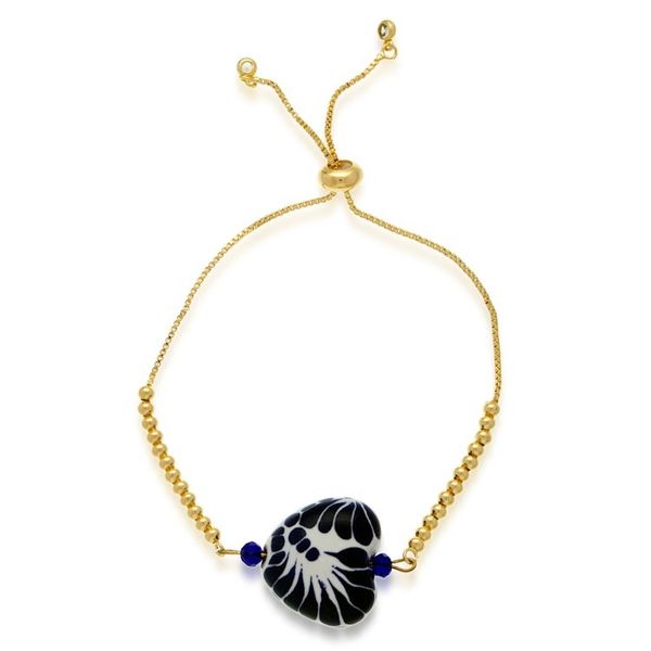Alternate image for Romantic 10k Gold-Plated Ceramic Heart Pendant Bracelet Talavera Amour