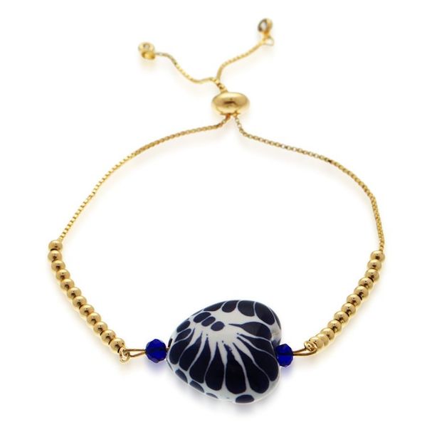 Alternate image for Romantic 10k Gold-Plated Ceramic Heart Pendant Bracelet Talavera Amour